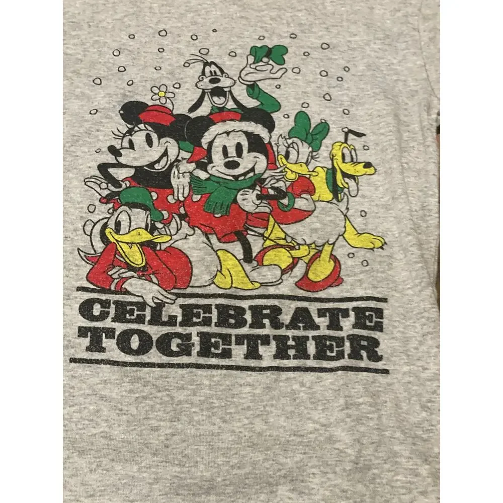 Gap Disney Holiday Pajama Set Size M Red Gray Mickey and Friends Unisex Knit